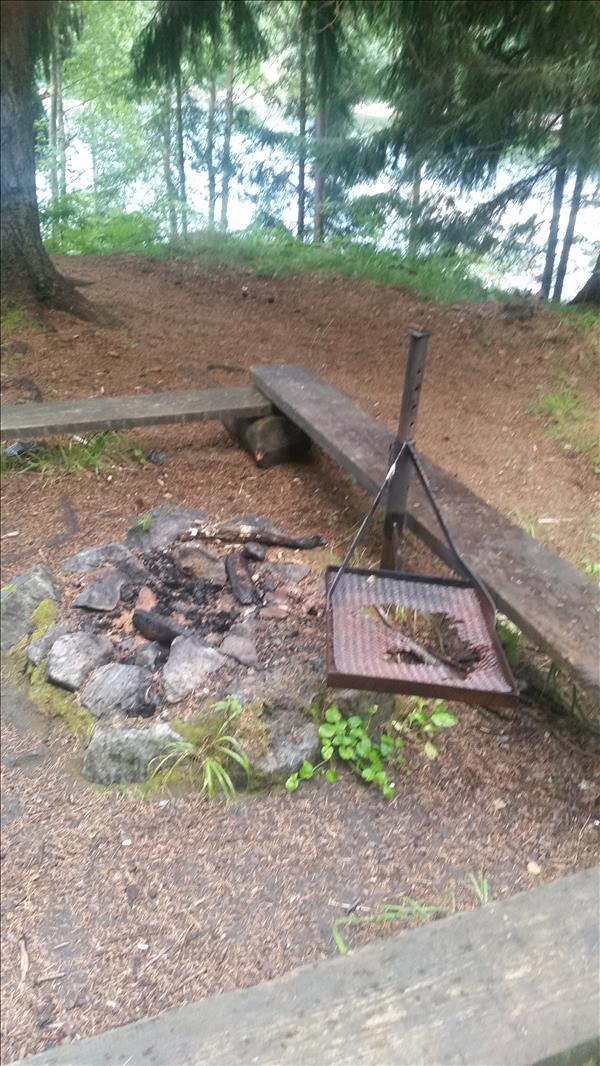 Sittbänkar runt grillplatsen